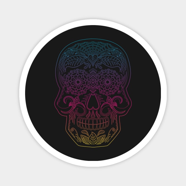 Day of the Dead Skull - Rainbow Magnet by theMeticulousWhim